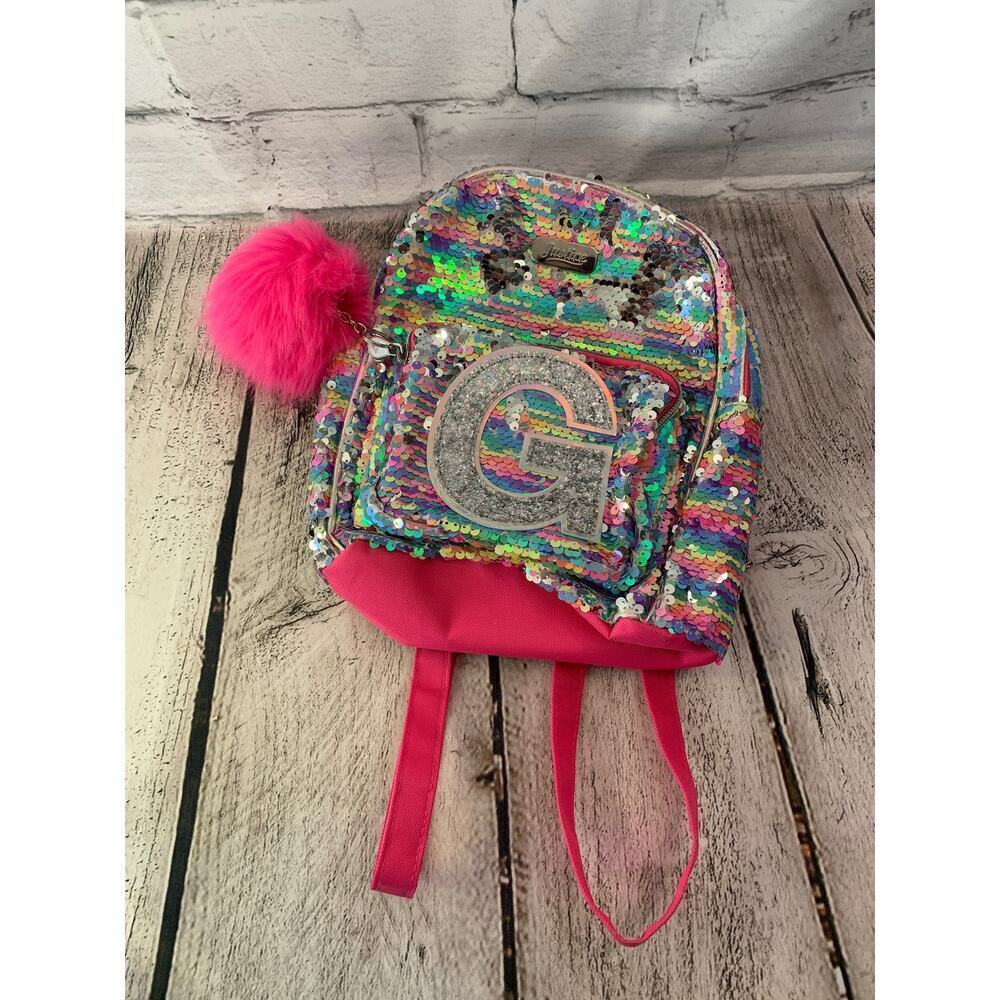 JUSTICE Girl’s Flip Sequin Initial “G” Mini Backpack